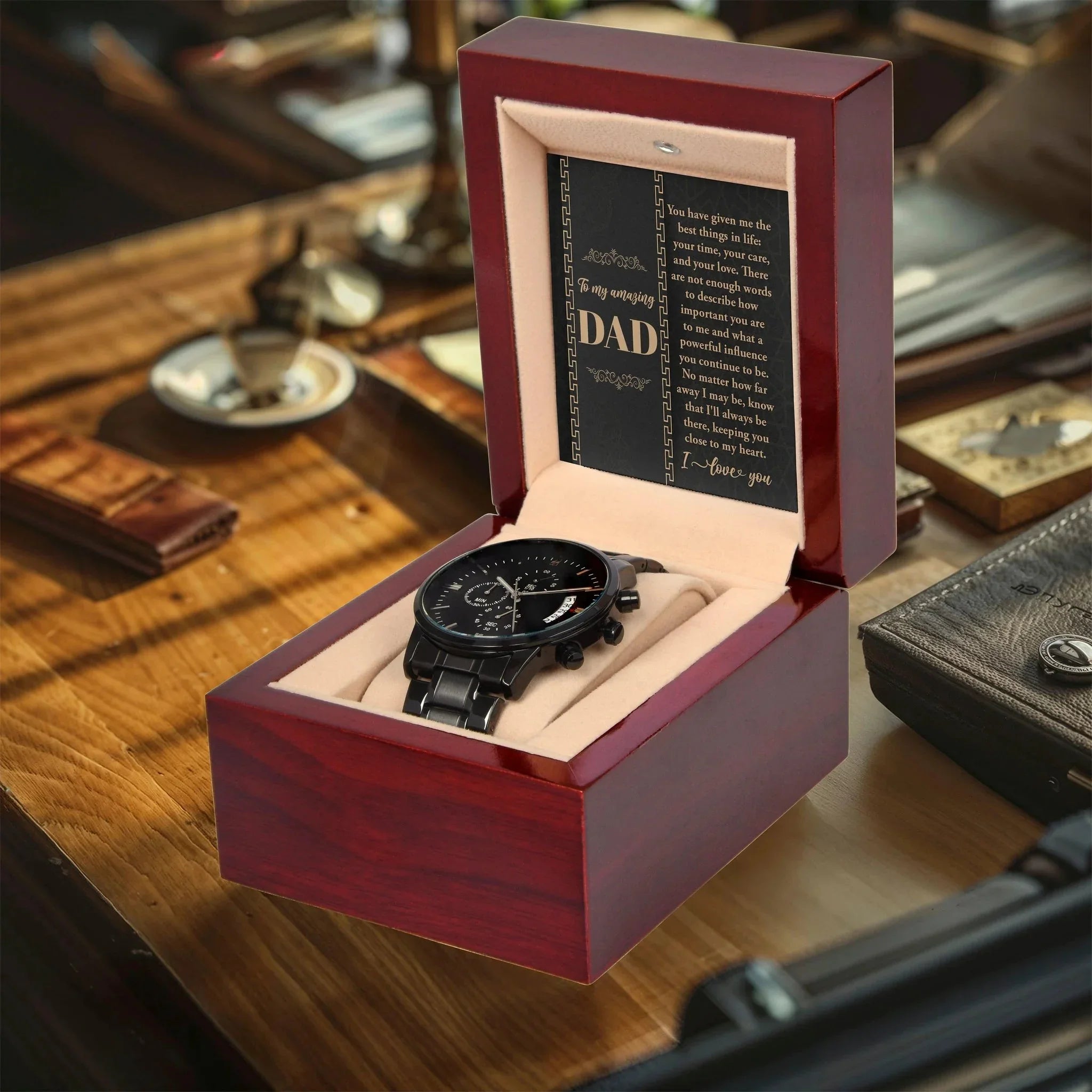 Dad Gift You Have Given Me Your Love, Your Time Black Chronograph Watch