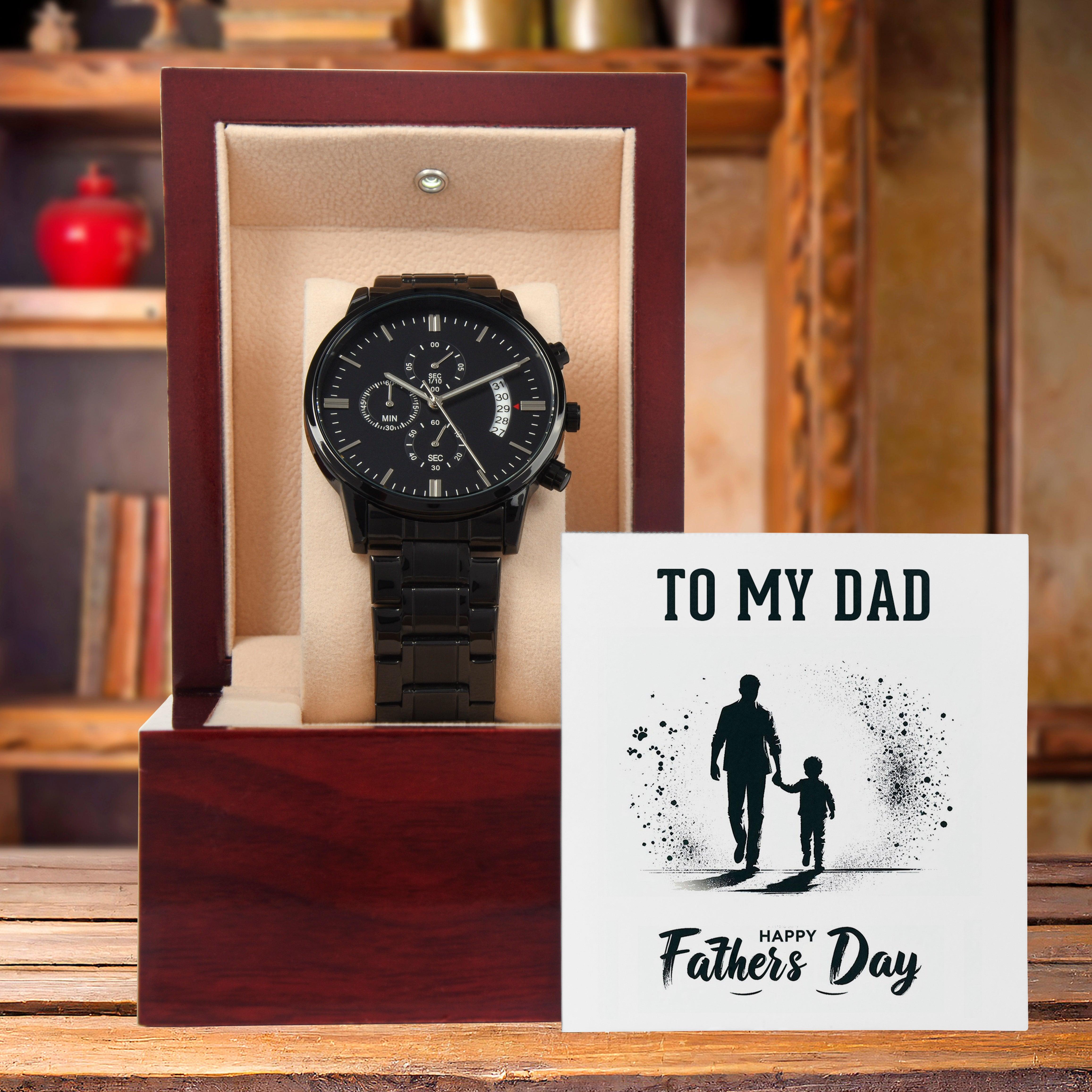 Dad Father's Day Gift Black Chronograph Watch - Mallard Moon Gift Shop