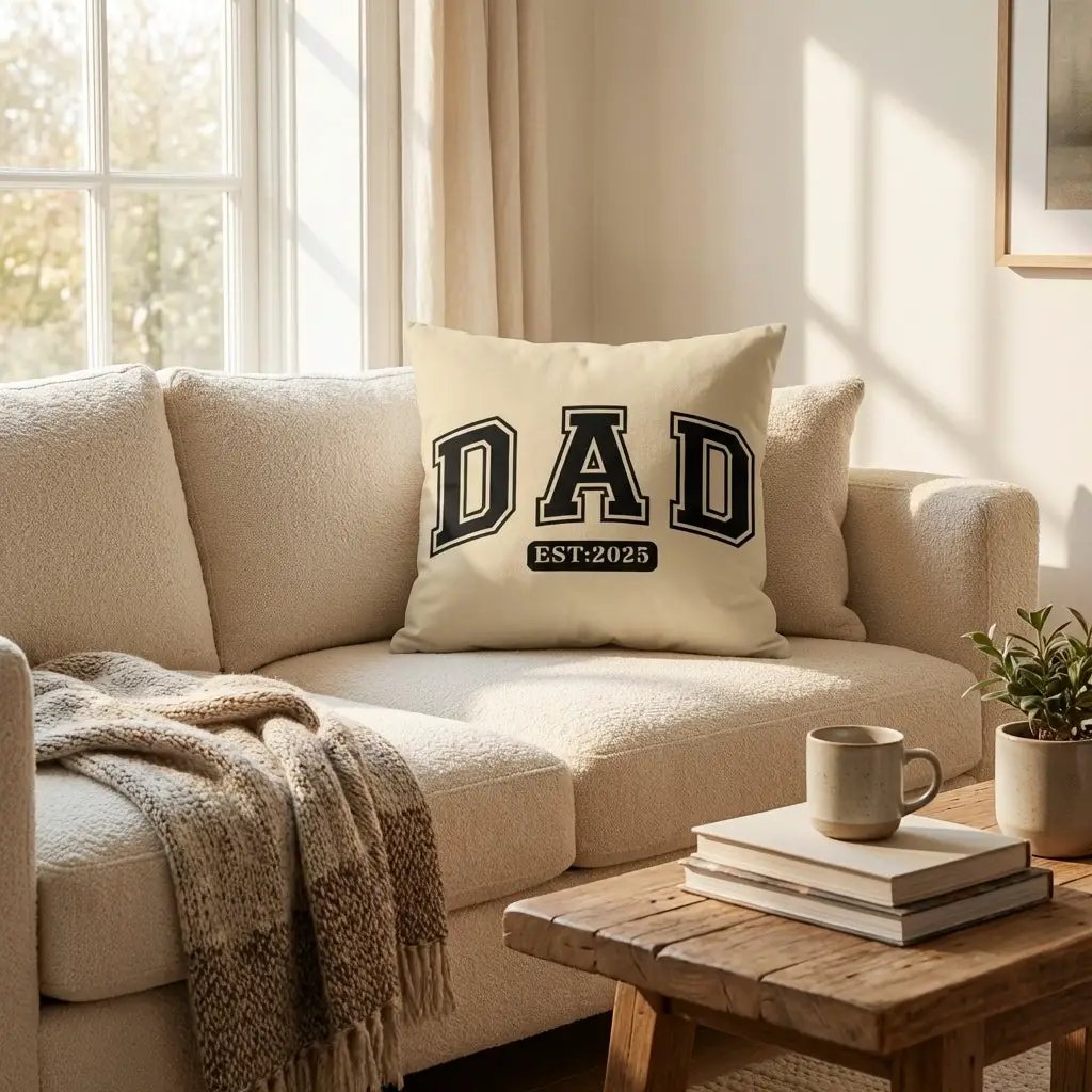 Personalized Dad Established Pillow – Custom Year Dad Throw Pillow – Gift for Dad – Father’s Day Gift – Rustic Farmhouse Indoor Outdoor Cushion