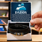 My Wonderful Daddy - Men's Vegan Leather Bracelet with Message Card - Meaningful Gift for Dad from Son or Daughter