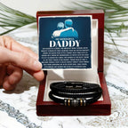 My Wonderful Daddy - Men's Vegan Leather Bracelet with Message Card - Meaningful Gift for Dad from Son or Daughter