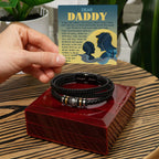 Dear Daddy Men's Vegan Leather Bracelet Birthday, Father's Day Gift with Heartfelt “Just Like You” Message Card for Dad from Son or Daughter