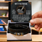 My Father Superhero Viking Men's Vegan Leather Bracelet with Norse-Inspired Superhero Message Card - Unique Gift for Dad from Son or Daughter