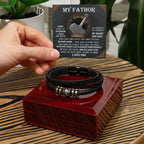 My Father Superhero Viking Men's Vegan Leather Bracelet with Norse-Inspired Superhero Message Card - Unique Gift for Dad from Son or Daughter