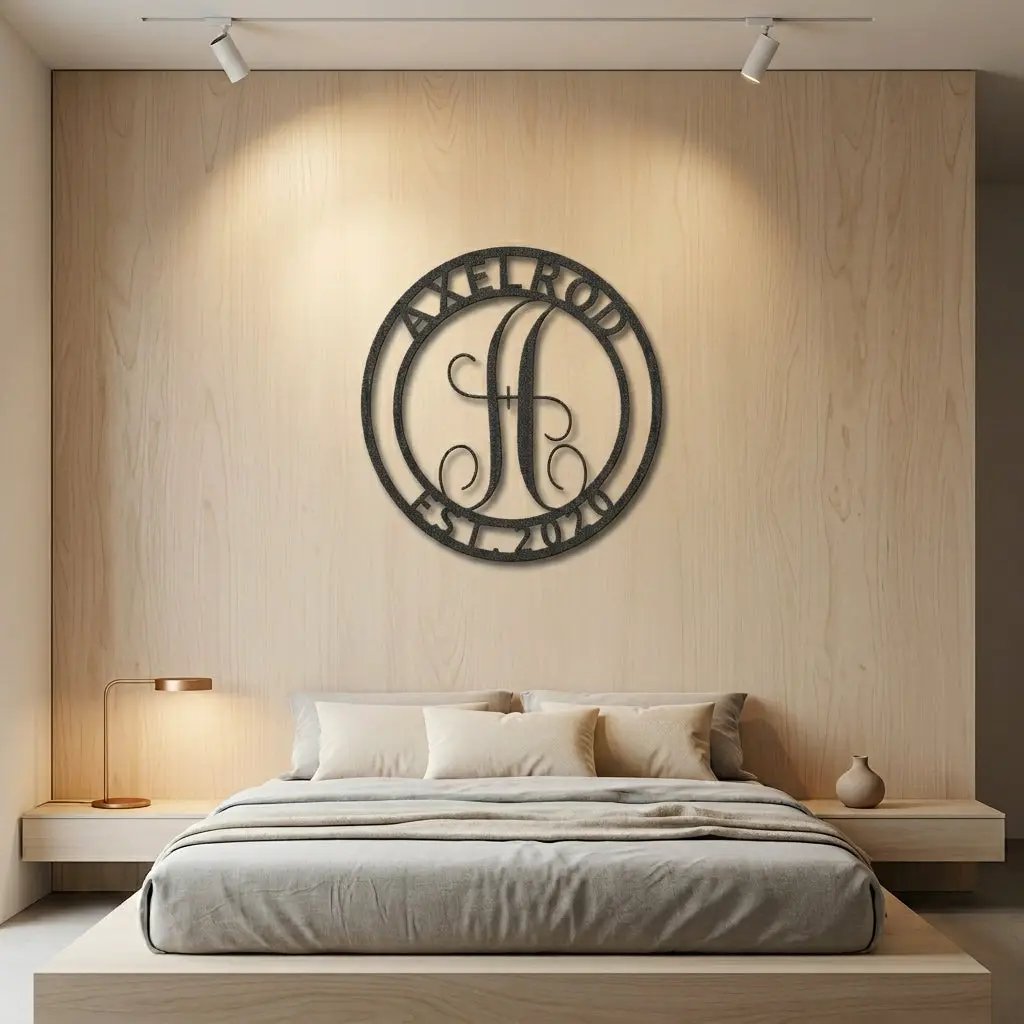 Personalized Monogram Metal Wall Art | Custom Family Name & Established Date Sign | Last Name Metal Wall Decor | Made in USA