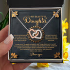 To My Beautiful Daughter - Inspirational Gift of Love & Confidence - Interlocking Hearts Necklace