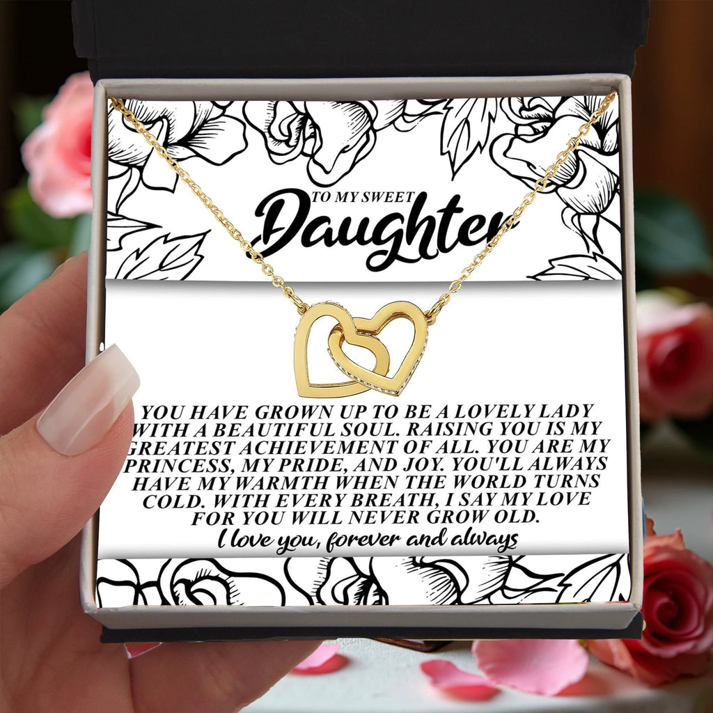 To My Sweet Daughter – You'll Always Have My Warmth When the World Turns Cold – Necklace Gift from Mom or Dad with Message Card