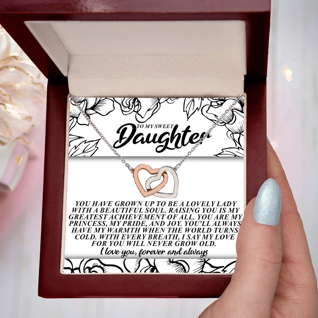 To My Sweet Daughter – You'll Always Have My Warmth When the World Turns Cold – Necklace Gift from Mom or Dad with Message Card