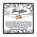 To My Sweet Daughter – You’ll Always Have My Warmth When the World Turns Cold – Sunflower Bracelet Gift from Mom or Dad with Message Card