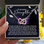 To My Badass Daughter - Be Your Own Magic - Interlocking Hearts Necklace – Empowering Gift for Strength & Confidence