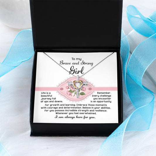 To My Brave and Strong Girl I am Always Here For You Birthday Confirmation Graduation Cross Pendant Necklace Gift - Mallard Moon Gift Shop