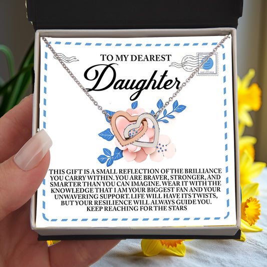 To My Dearest Daughter – Keep Reaching for the Stars - Inspirational Necklace Gift with Message Card