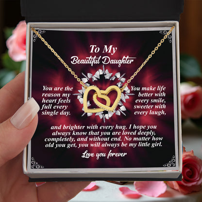 To My Beautiful Daughter - Always My Little Girl - Interlocking Hearts Necklace – A Gift of Endless Love - Mallard Moon Gift Shop