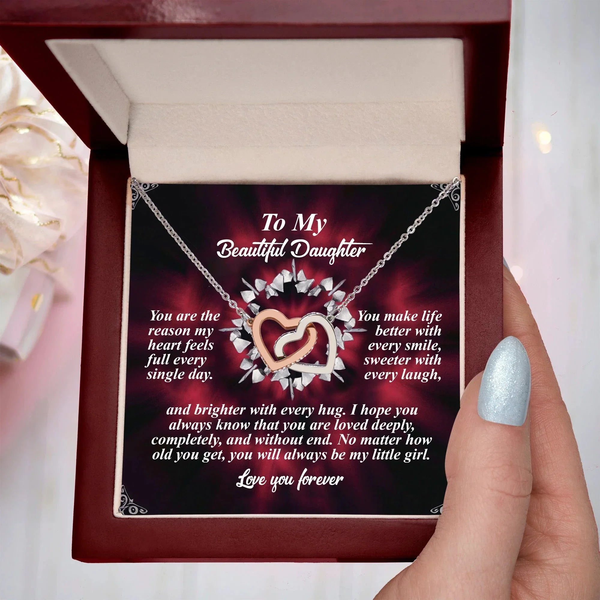 To My Beautiful Daughter - Always My Little Girl - Interlocking Hearts Necklace – A Gift of Endless Love