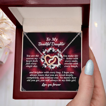To My Beautiful Daughter - Always My Little Girl - Interlocking Hearts Necklace – A Gift of Endless Love - Mallard Moon Gift Shop
