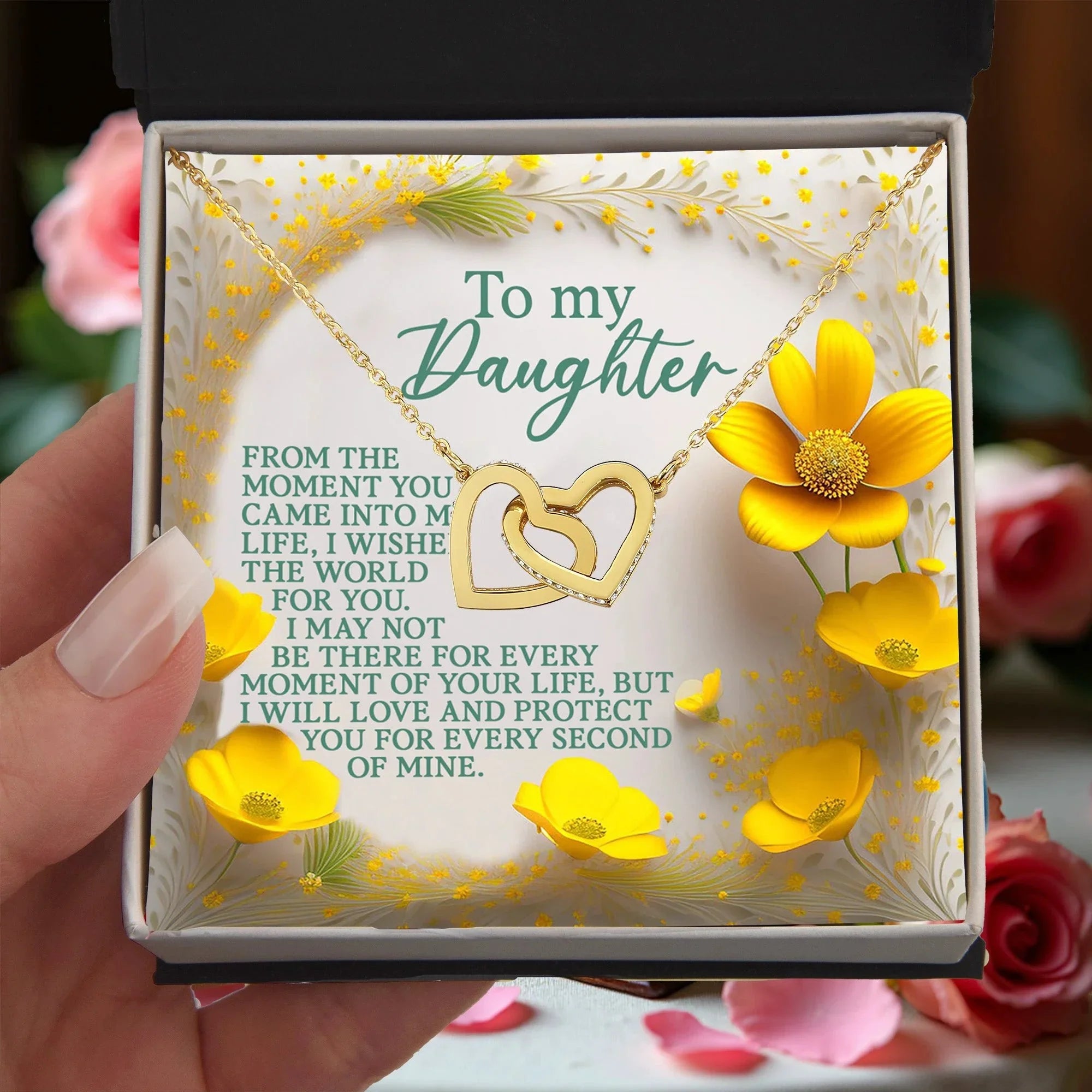 To My Daughter - A Gift of Love & Protection - Interlocking Hearts Necklace