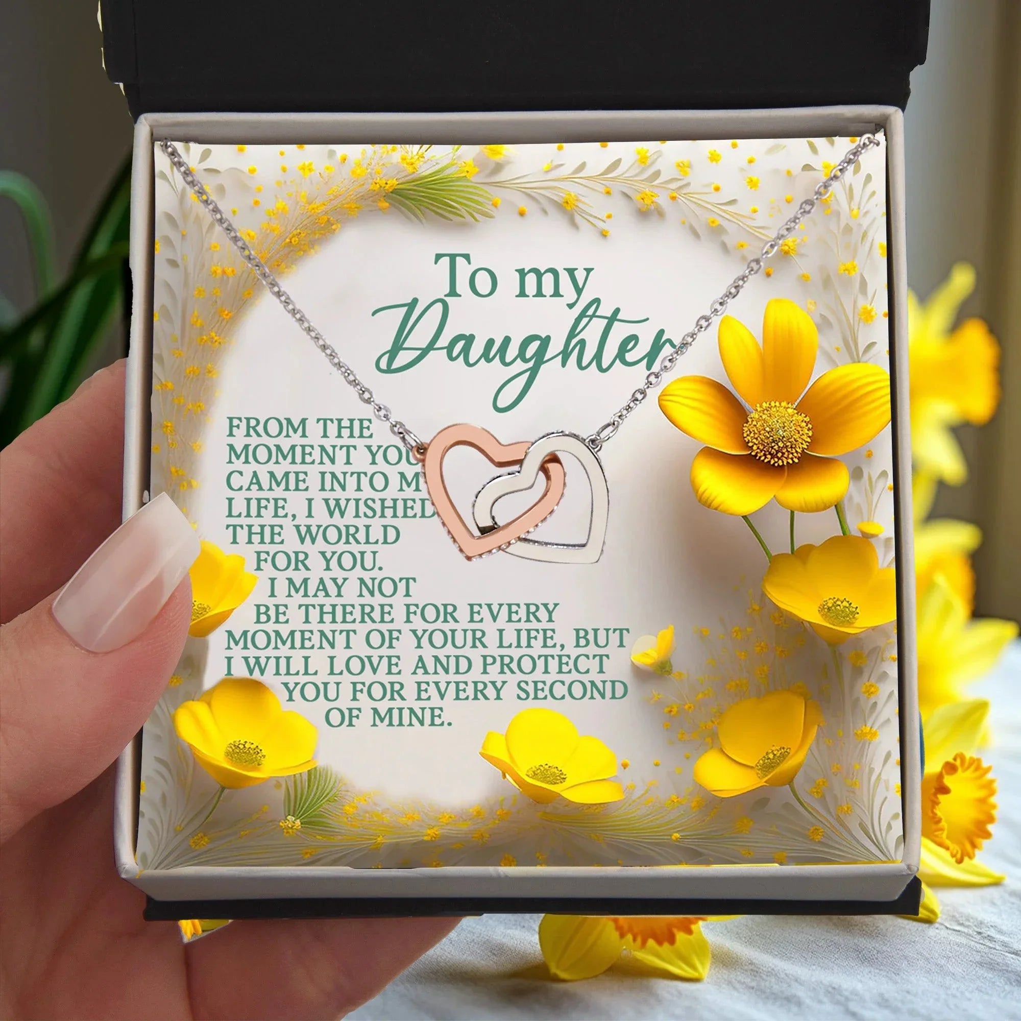 To My Daughter - A Gift of Love & Protection - Interlocking Hearts Necklace