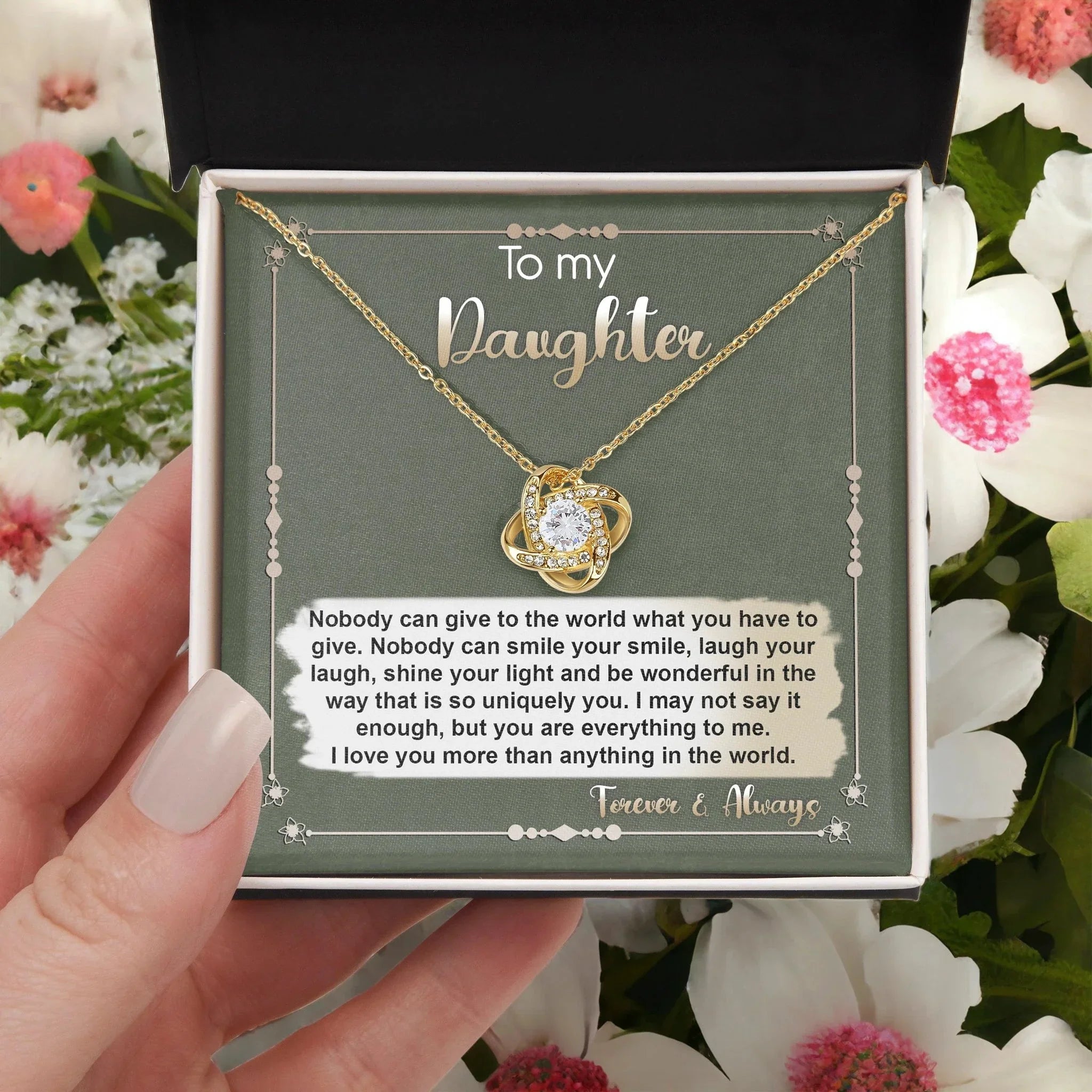 To My Daughter - You are Everything To Me - Love Knot Necklace