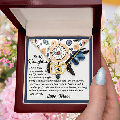 To My Daughter - Heartfelt Gift from Mom - Interlocking Hearts Necklace - Mallard Moon Gift Shop