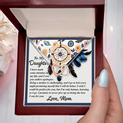 To My Daughter - Heartfelt Gift from Mom - Interlocking Hearts Necklace - Mallard Moon Gift Shop