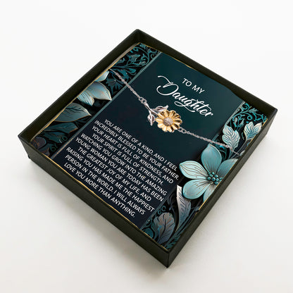 Sunflower Bracelet for Daughter – 925 Sterling Silver with 18K Gold-Plated Petals – Adjustable Chain, Elegant Jewelry Gift from Dad – Includes Heartfelt Message Card - Mallard Moon Gift Shop