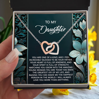 To My Daughter Interlocking Hearts Necklace – A Heartfelt Gift She'll Cherish Forever - I am Blessed to be your Father - Mallard Moon Gift Shop