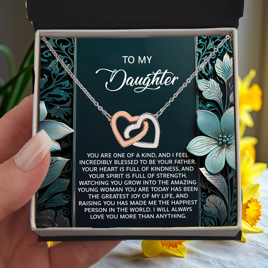 To My Daughter Interlocking Hearts Necklace – A Heartfelt Gift She'll Cherish Forever - I am Blessed to be your Father - Mallard Moon Gift Shop