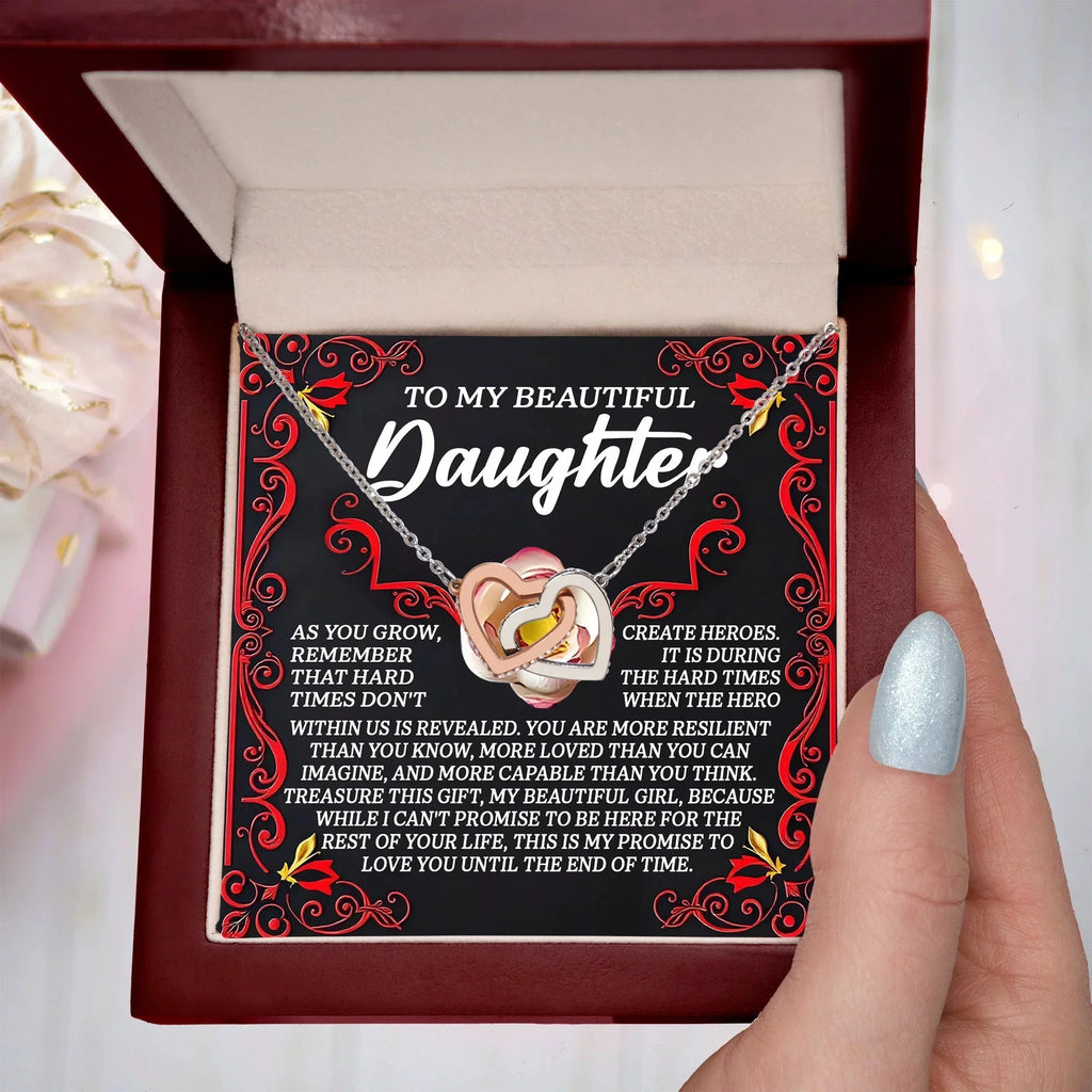 To My Beautiful Daughter - Promise To Love You - Interlocking Hearts Necklace – A Gift of Strength & Resilience