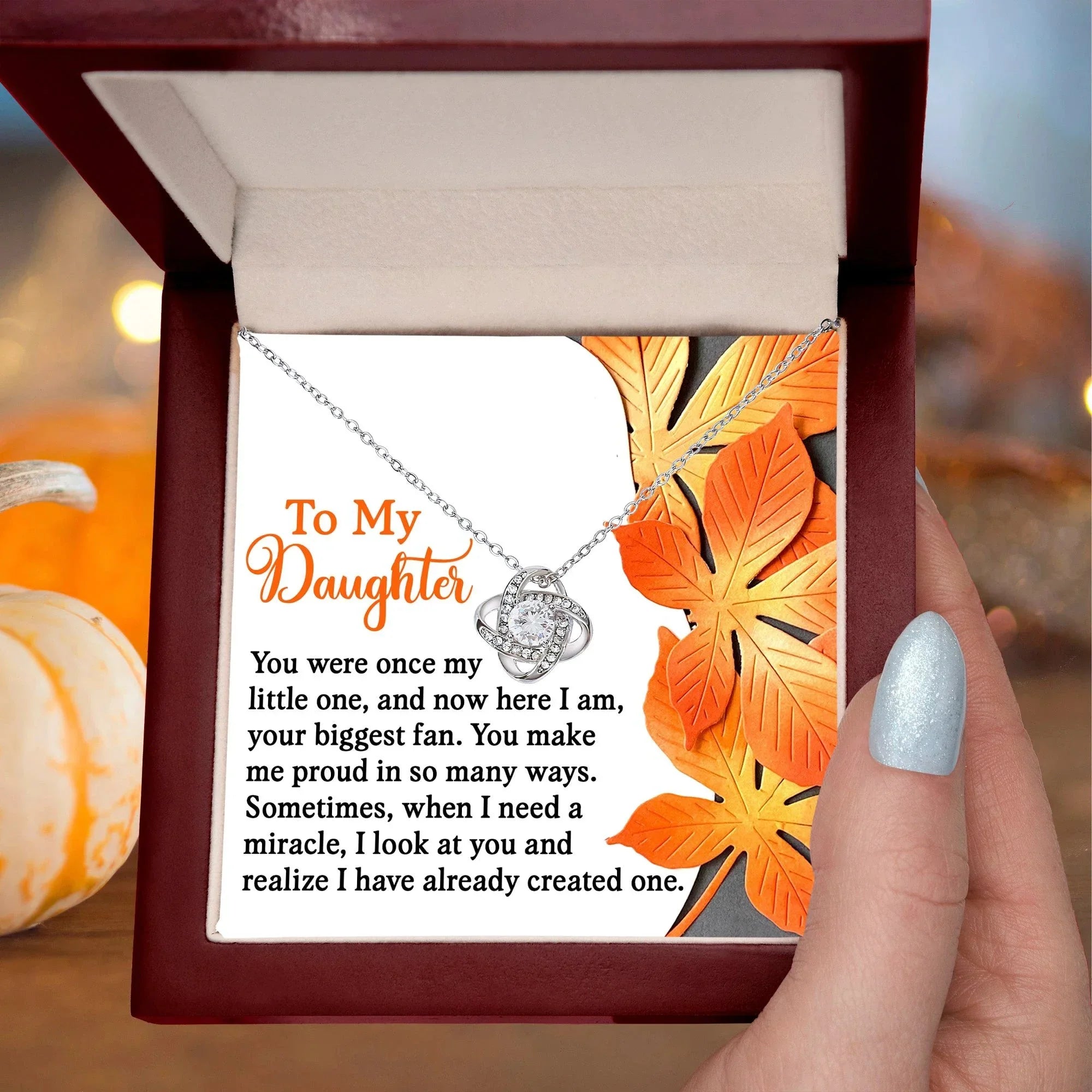 Gift for Daughter - Here I Am, Your Biggest Fan - Love Knot Pendant Necklace