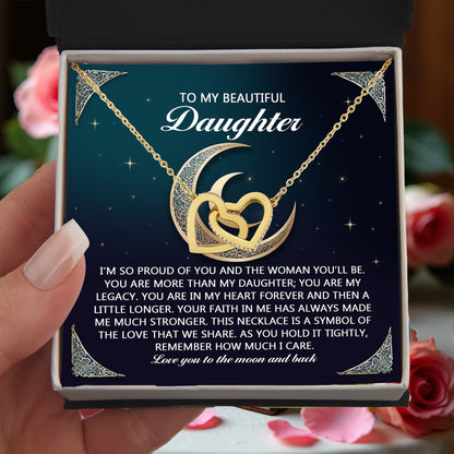 To My Beautiful Daughter - Love You to the Moon & Back Gift – Interlocking Hearts Necklace - Mallard Moon Gift Shop