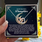 To My Beautiful Daughter - Love You to the Moon & Back Gift – Interlocking Hearts Necklace