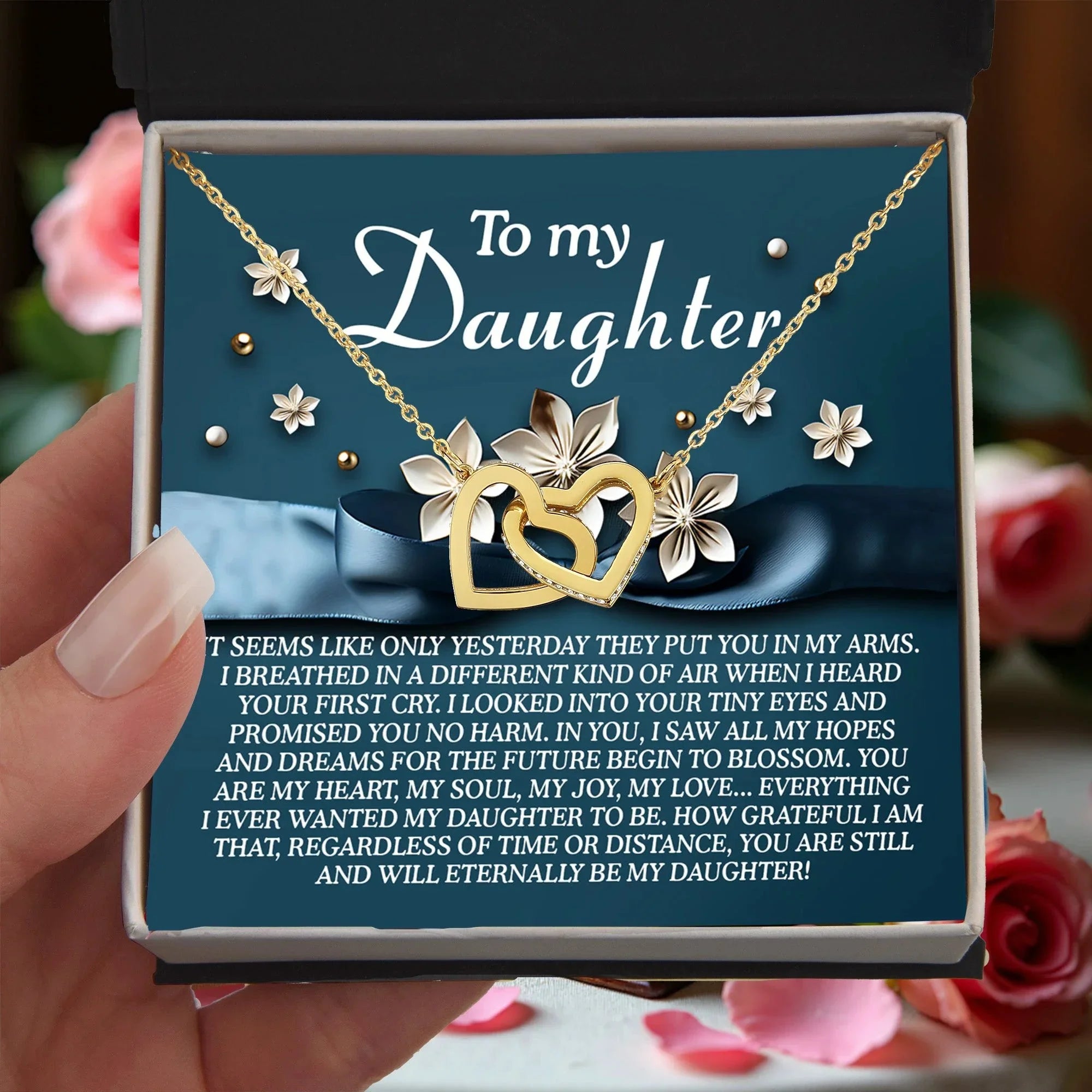 To My Daughter – You Are My Heart, My Soul, My Joy – Timeless Necklace Gift with Loving Message