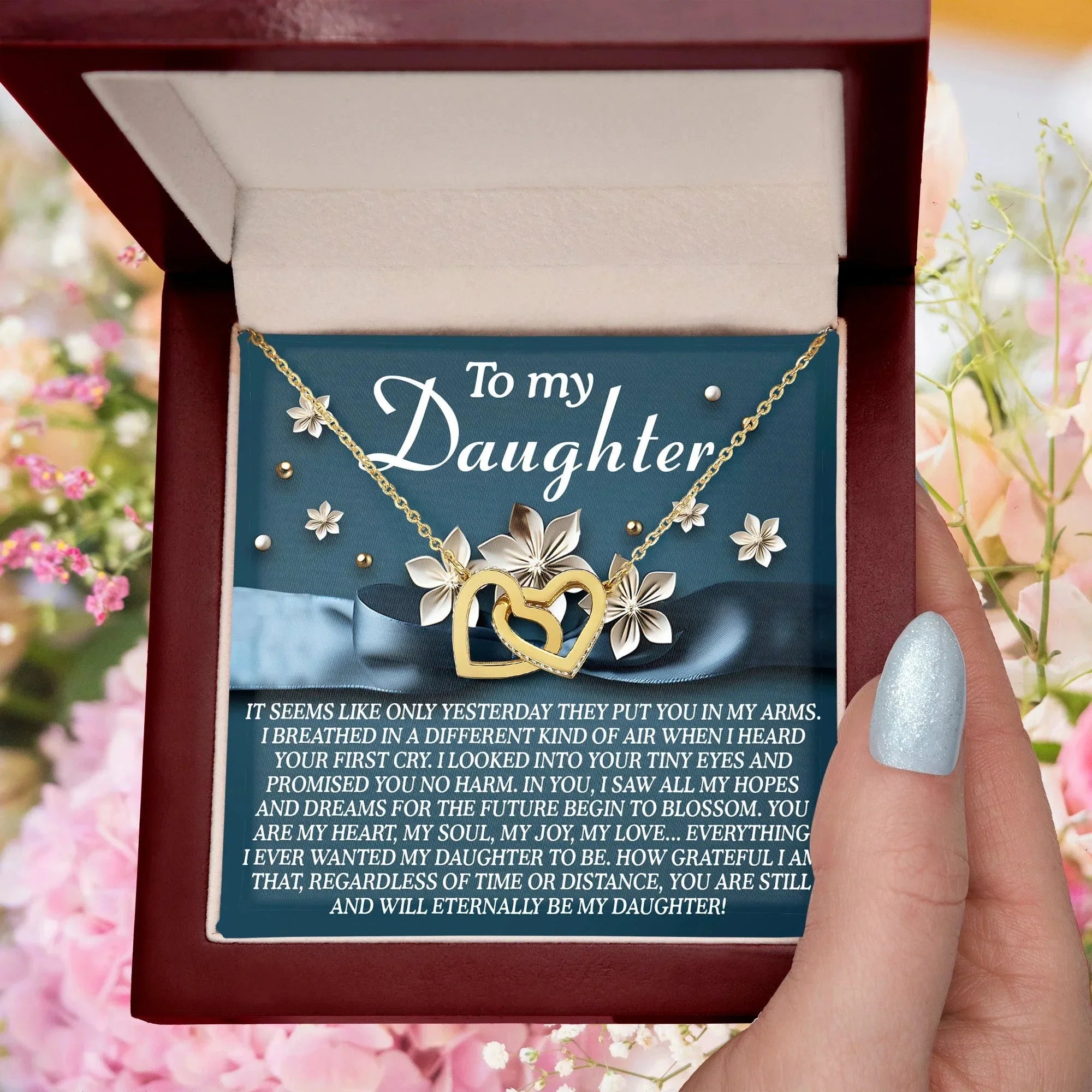 To My Daughter – You Are My Heart, My Soul, My Joy – Timeless Necklace Gift with Loving Message