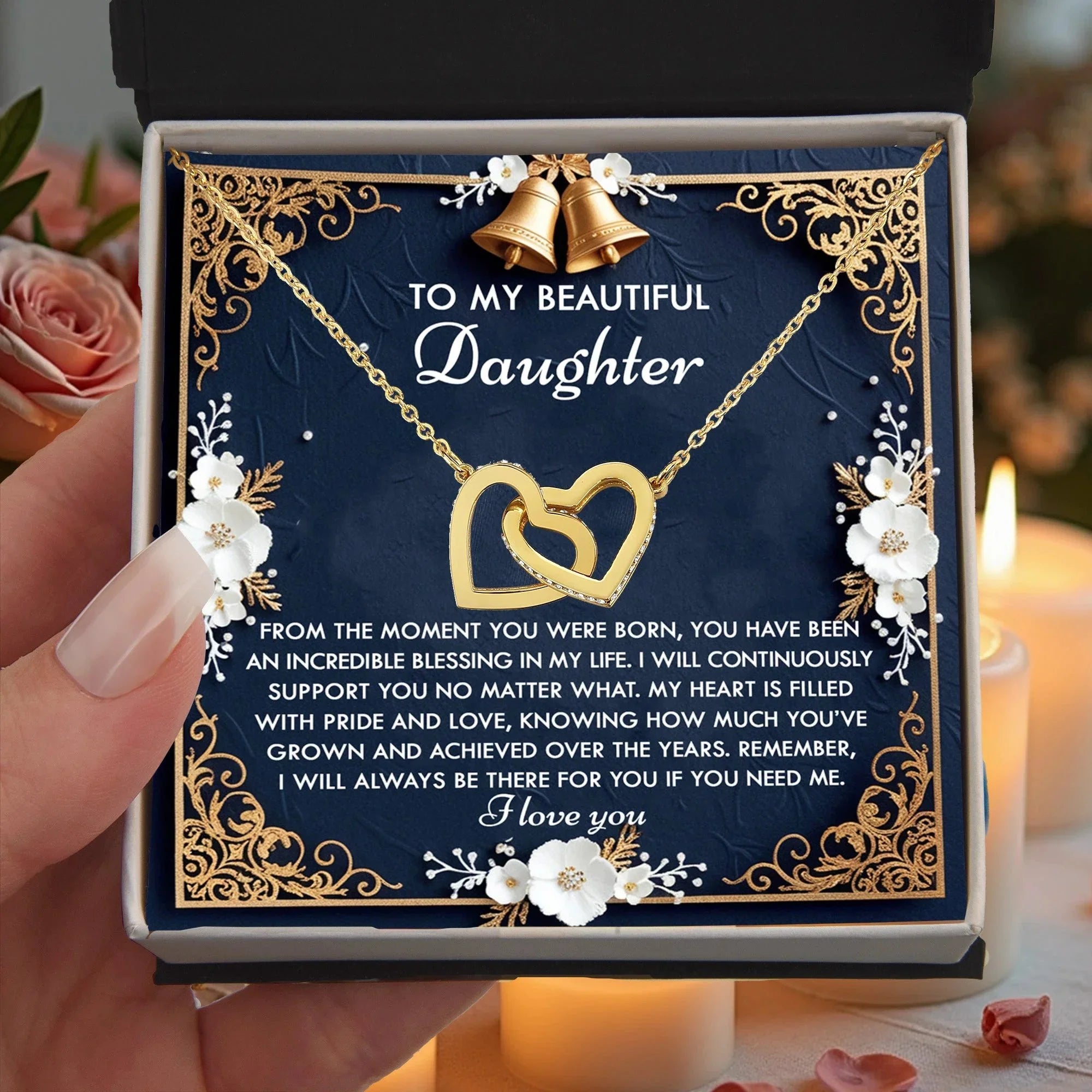 To My Beautiful Daughter - My Blessing - Interlocking Hearts Necklace – A Sentimental Gift of Love & Support