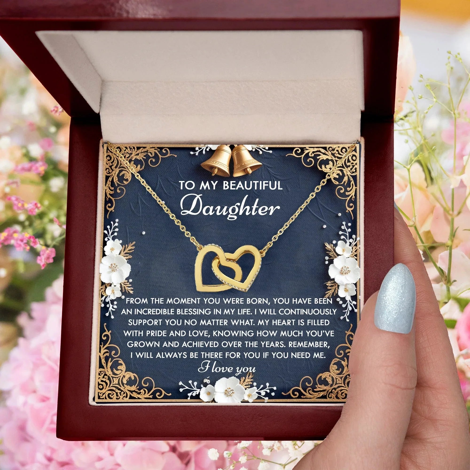 To My Beautiful Daughter - My Blessing - Interlocking Hearts Necklace – A Sentimental Gift of Love & Support