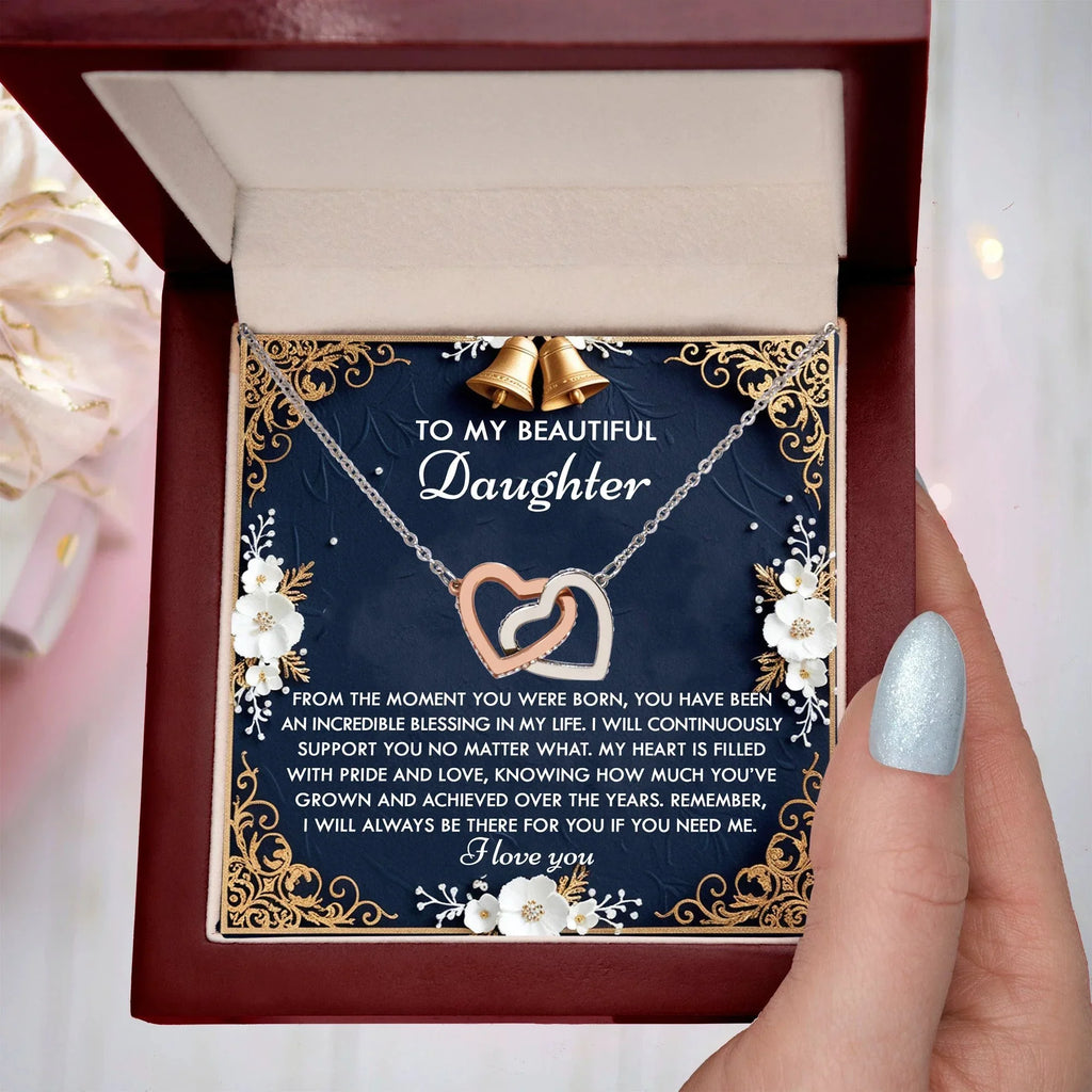 To My Beautiful Daughter - My Blessing - Interlocking Hearts Necklace – A Sentimental Gift of Love & Support