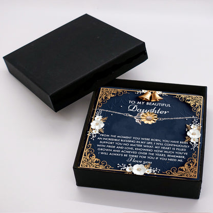 Daughter Sunflower Bracelet - My Pride and Joy – 925 Sterling Silver with 18K Gold-Plated Petals – Elegant Jewelry Gift from Parent – Includes Heartfelt Message Card - Mallard Moon Gift Shop