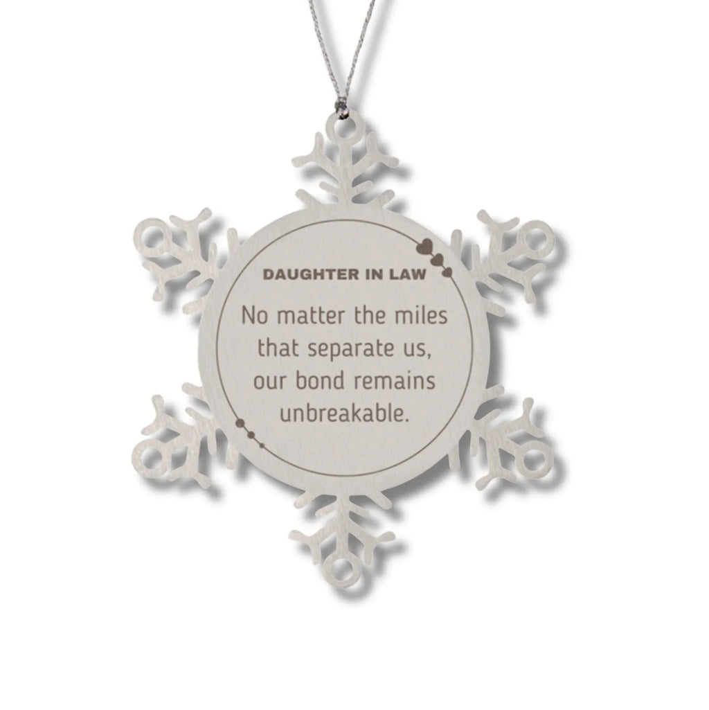 Daughter In Law Long Distance Relationship Gifts, No matter the miles that separate us, Cute Love Snowflake Ornament For Daughter In Law, Birthday Christmas Unique Gifts For Daughter In Law
