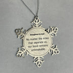 Daughter In Law Long Distance Relationship Gifts, No matter the miles that separate us, Cute Love Snowflake Ornament For Daughter In Law, Birthday Christmas Unique Gifts For Daughter In Law