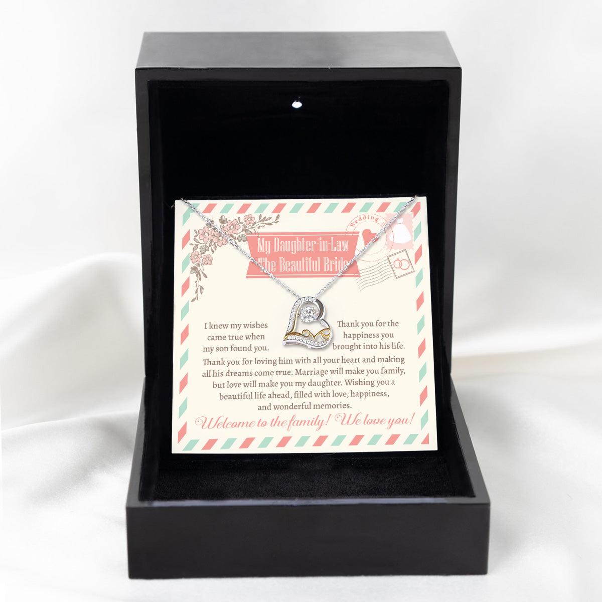 Daughter-In-Law Wedding Day Gift Welcome to the Family Love Heart Pendant Necklace - Mallard Moon Gift Shop