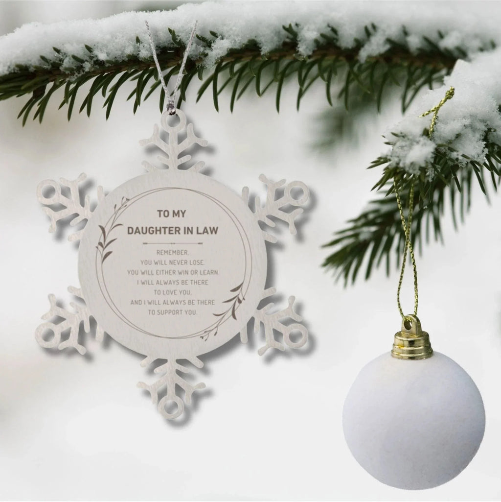 Daughter In Law Ornament Gifts, To My Daughter In Law Remember, you will never lose. You will either WIN or LEARN, Keepsake Snowflake Ornament For Daughter In Law, Birthday Christmas Gifts Ideas For Daughter In Law X-mas Gifts