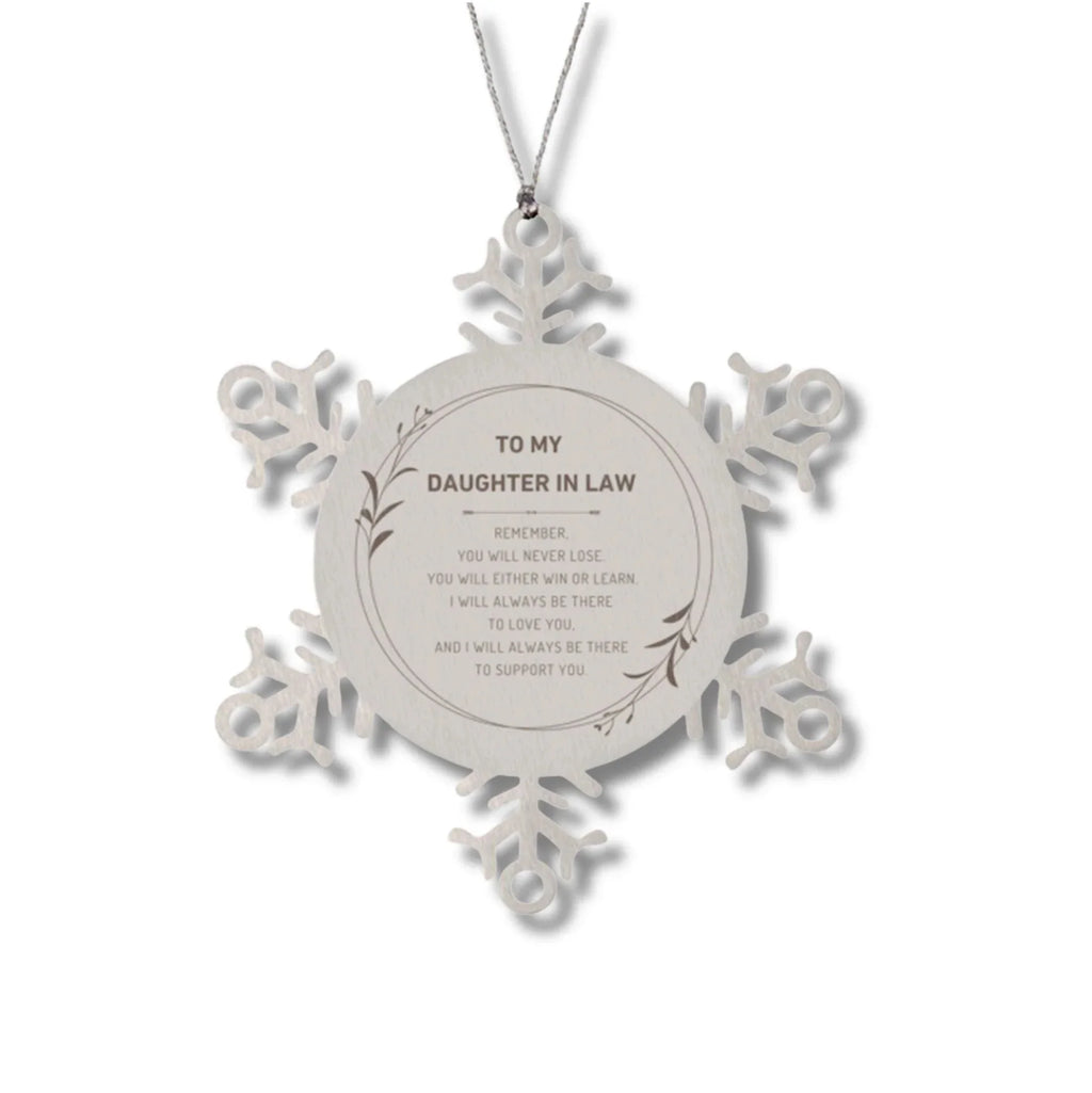 Daughter In Law Ornament Gifts, To My Daughter In Law Remember, you will never lose. You will either WIN or LEARN, Keepsake Snowflake Ornament For Daughter In Law, Birthday Christmas Gifts Ideas For Daughter In Law X-mas Gifts