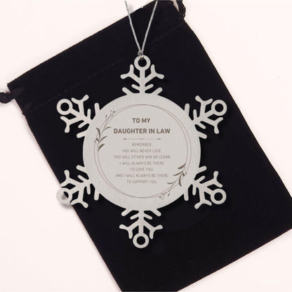 Daughter In Law Ornament Gifts, To My Daughter In Law Remember, you will never lose. You will either WIN or LEARN, Keepsake Snowflake Ornament For Daughter In Law, Birthday Christmas Gifts Ideas For Daughter In Law X-mas Gifts