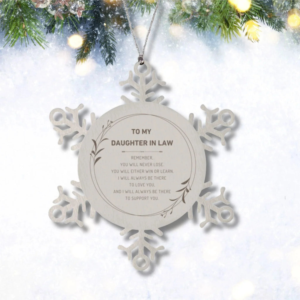 Daughter In Law Ornament Gifts, To My Daughter In Law Remember, you will never lose. You will either WIN or LEARN, Keepsake Snowflake Ornament For Daughter In Law, Birthday Christmas Gifts Ideas For Daughter In Law X-mas Gifts
