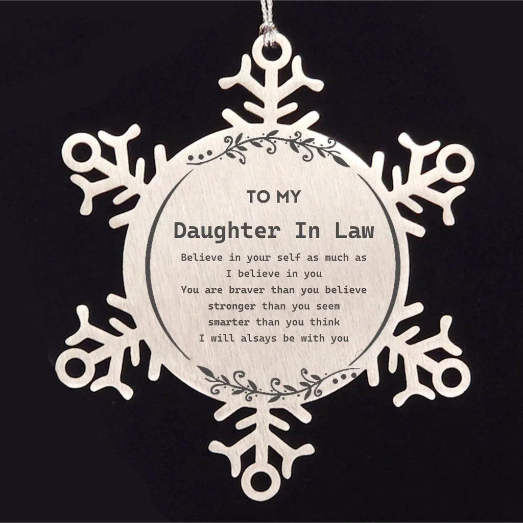 Daughter In Law Snowflake Ornament - You are braver than you believe, stronger than you seem, Inspirational Birthday, Christmas Gifts