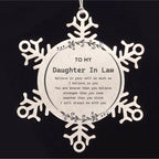 Daughter In Law Snowflake Ornament - You are braver than you believe, stronger than you seem, Inspirational Birthday, Christmas Gifts