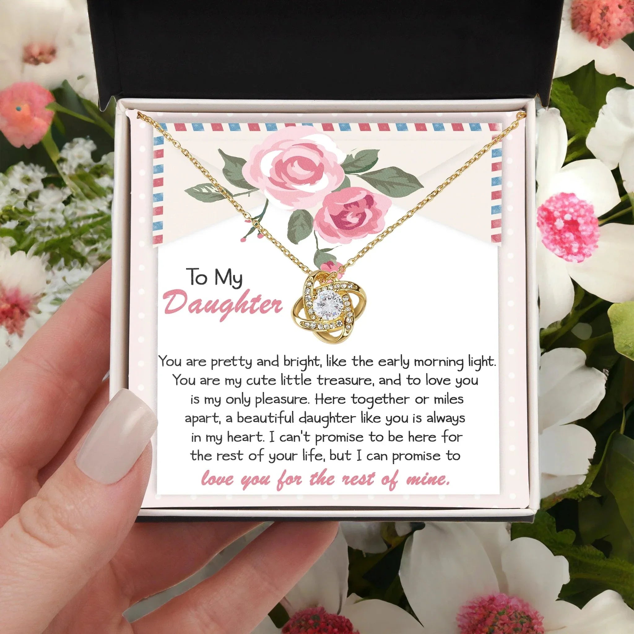 To My Daughter-You Are My Treasure Love Knot Necklace