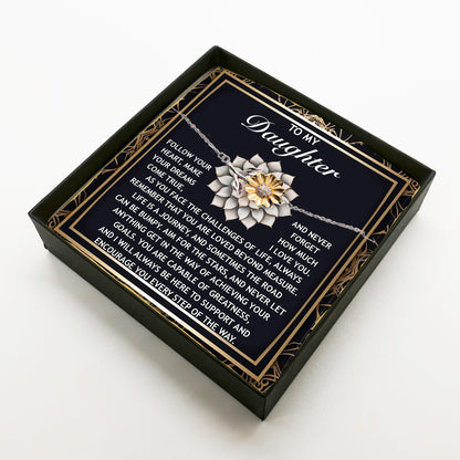 Sunflower Bracelet for Daughter - Dreams Come True – 925 Sterling Silver with 18K Gold-Plated Petals – Inspirational Jewelry Gift from Parent – Includes Heartfelt Message Card - Mallard Moon Gift Shop