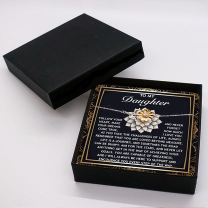 Sunflower Bracelet for Daughter - Dreams Come True – 925 Sterling Silver with 18K Gold-Plated Petals – Inspirational Jewelry Gift from Parent – Includes Heartfelt Message Card - Mallard Moon Gift Shop