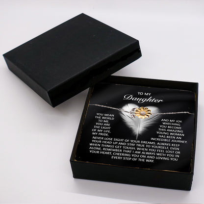 Daughter Sunflower Bracelet- My Pride and Joy – 925 Sterling Silver with 18K Gold-Plated Petals – Inspirational Jewelry Gift from Parent – Includes Heartfelt Message Card - Mallard Moon Gift Shop